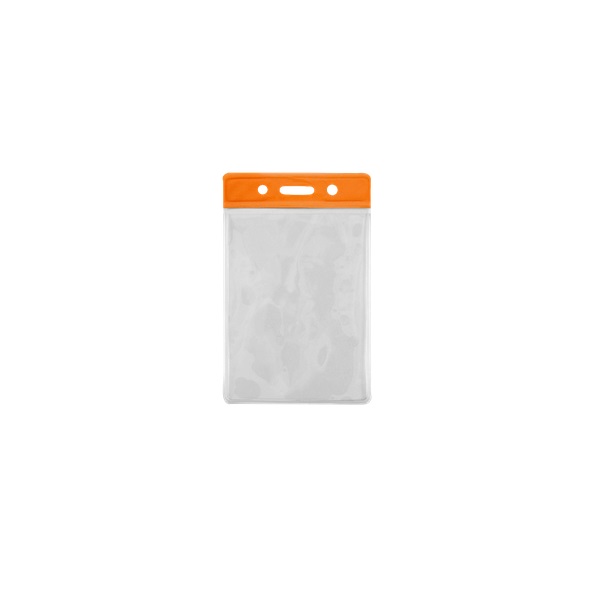 Billede af 86x54 mm kortholder / bæreetui blød plast. Orange top / klar (vandret / horisontal / landscape). 60270303